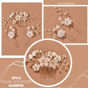 Bridal 3pcs Pearl & Floral Hairpin
